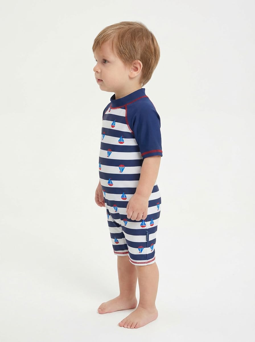 BONVERANO Maillot de Bain bébé garçon Une pièce vêtements à Manches Longues Protection UV 50+ Maillots de Bain avec Une Fermeture éclair