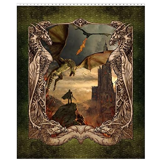In The Beginning Dragons Slayer The Ancients Panel Cotton Fabric 10DRG-1