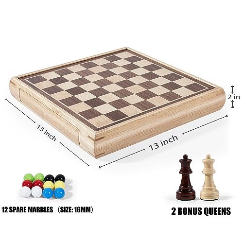 Vamslove Juego de Mesa 2 en 1 Ajedrez y Damas Chinas Madera miniatura 3