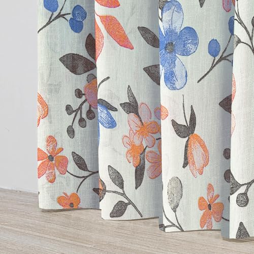 Image of Cortina Linen Polyester Printed Curtains Set of 2, Curtain for Doors Home Decor Items for Living Room Bedroom (Pink, 5FT)