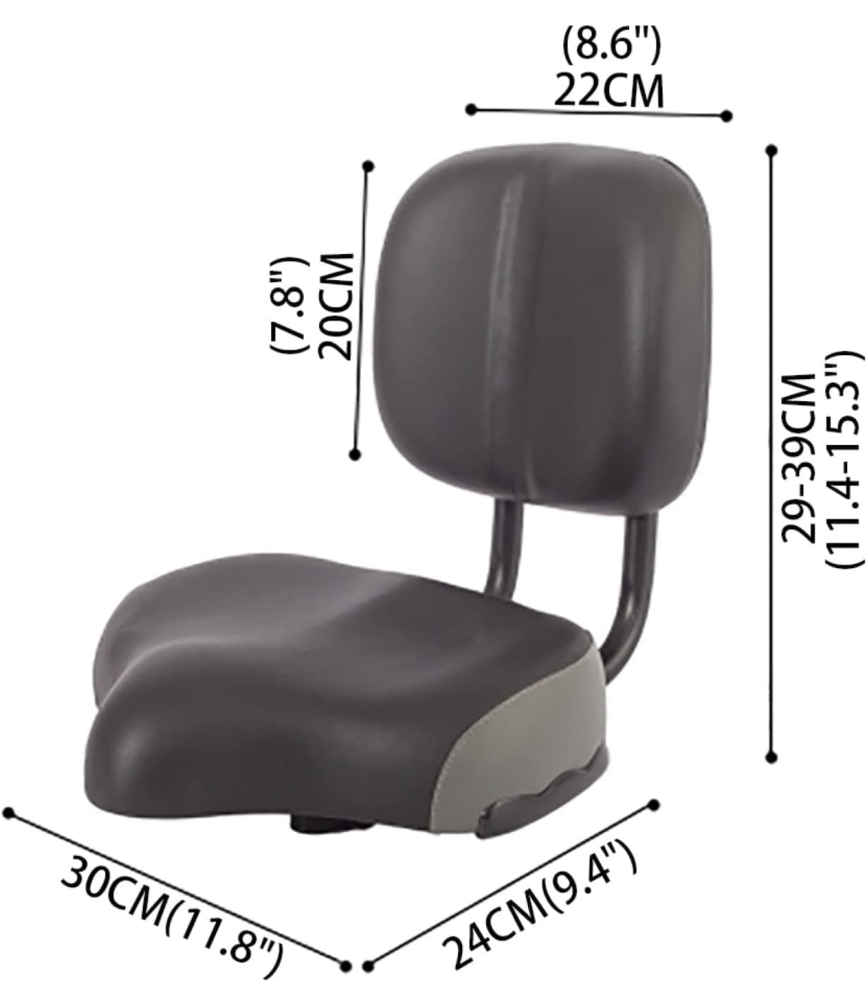 Grand Siège Vélo Avec Dossier Confortable Marron - Selle Oversize Mousse Mémoire + Support Dos Réglable