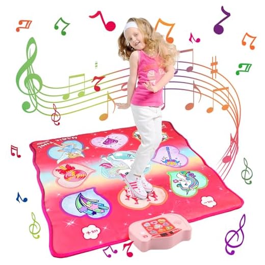 Unicorn Dance Mat for Girls, Electronic Music Dance Pad with Adjustable Volume, Dancing Games with LED Score Screen, 3 Challenge Levels, Christmas Birthday Gifts Toys for Age 3 4 5 6 7+ Year Old Girls