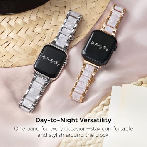 Image of My Pretty Strap - Compatible Apple Watch Band Strap, Stainless Steel Fashion iWatch Replacement Strap- Easy Resizing, No Tool Needed, Fits Most Wrists- Series 1-11, SE and Ultra