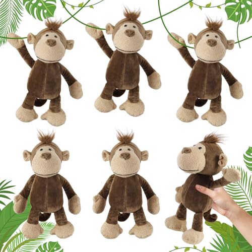 6 Pcs Safari Stuffed Animals Bulk Lion Elephant Monkey Tiger Toy Plush Zoo Animals Junble for Boy Girl Gift Animal Themed Parties Baby Shower...