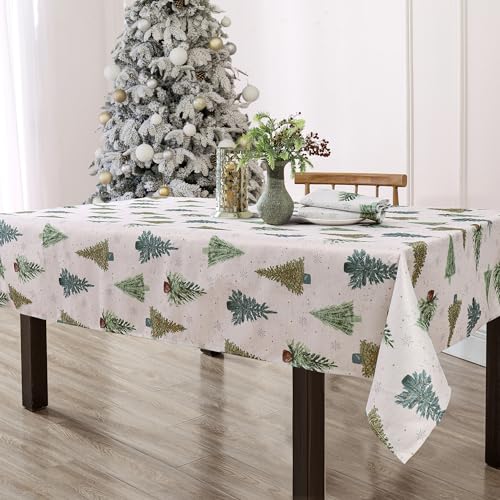 Elrene Home Fashions Lucina Twinkle Trees Holiday/Christmas Wrinkle Resistant Sparkle Lurex Fabric Rectangle Dining Tablecloth, 60"x144" by Elrene - Used condition - US$6.97