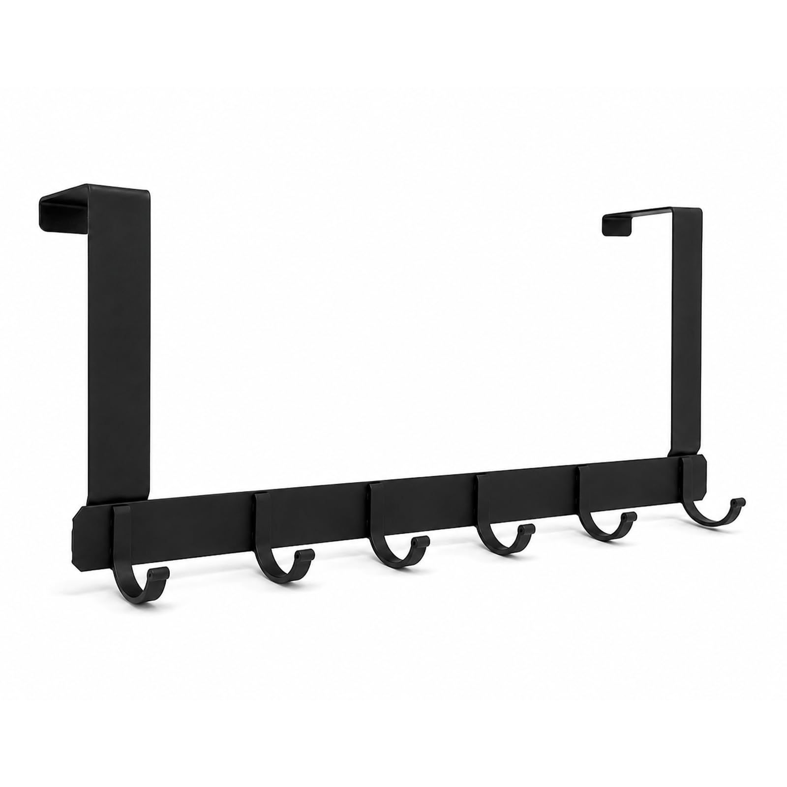Systemseleven Black - 6 Hooks Over Door Hooks Coat Hangers Over The Door Hooks Heavy Duty Door Hanger For Coats Robes Hats Clothes Towels Hanging Towel Rack Organizer (Black - 6 Hooks)