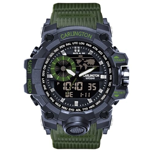 Image of Carlington Analog-Digital Sports Watch: Chronograph, Dual Time, Alarm, Stopwatch, Water-Resistant, Shock-Resistant, Back Light Display- The Perfect Watch for Men and Boys - CT3388