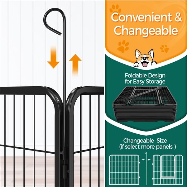 Yaheetech Recinto per Cani Cuccioli Conigli Gatti Animali Domestici da Interno e Esterno Giardino Rete Recinzione Metallica Ferro 16 pz 80 x 80 cm