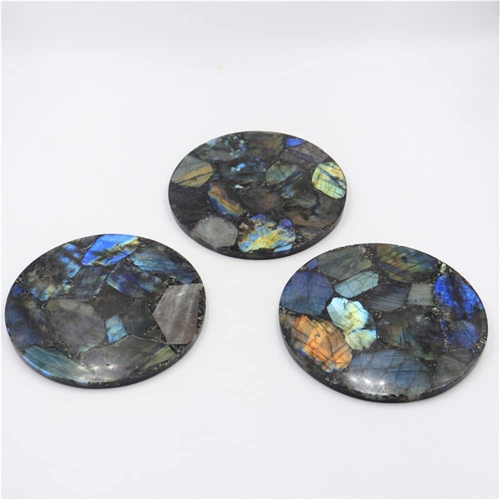Crystal Carved Coasters Labradorite Coasters Suitable Home Accessories Supplies Tableware Meal Coasters PEIQIYIN (Color : Random1pcs)
