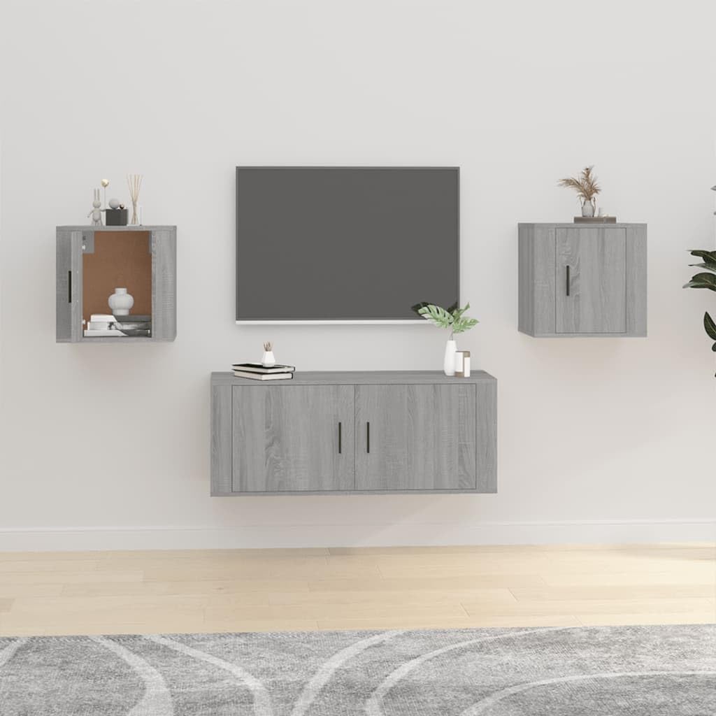 Mueble para TV (2 unidades, 40 x 34,5 x 40 cm), color gris