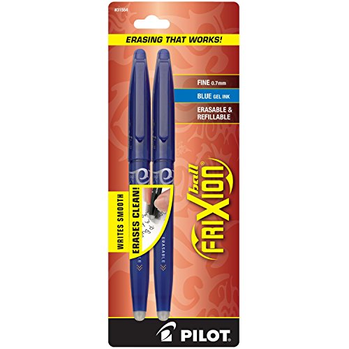 Image of Pilot FriXion Ball Erasable Gel Pens, Fine Point, 2-Pack, Blue Ink (31554)