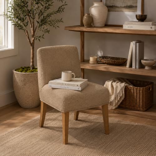 Image of HomePop Low Back Dining Chair - Brown Boucle (Single Pack)