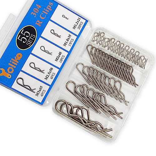 Image of 55Pcs Stainless Steel Hitch Pins & Clips Kit - Retainer Pins, Spring Clips, Tractor & Trailer Pin Replacements