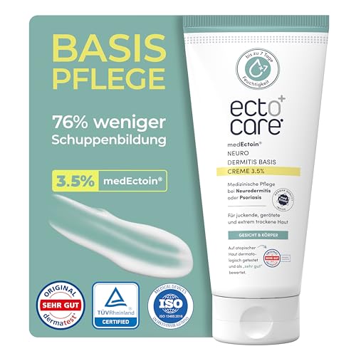 ectocare® Basispflege Creme mit 3,5% Ectoin 200ml | Bei Dermatitis, Neurodermitis & Schuppenflechte | Lindert trockene, gereizte und juckende Haut ohne Kortison | Medizinprodukt für Kinder und Babys