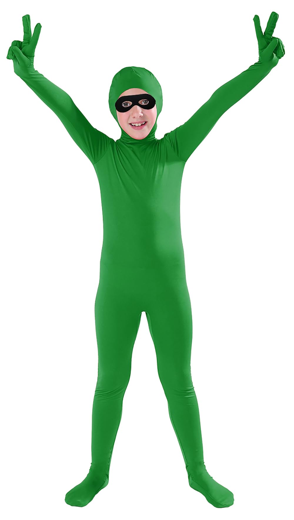 Full Bodysuit Include Felt Eye Mask Kids Costume Open Face Spandex Stretch Zentai Child Suit