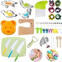 43-teiliges Kinder-Küchenmesser-Set mit Dinosaurier-Ausstechformen und kinderfreundlichen Messern zum Schneiden von Kuchen, Keksen, Obst, Sandwiches und Gemüse