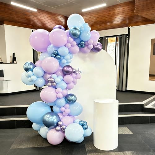 Image of Lukiituke Light Purple Balloons,57Pcs Blue and Silver Balloons, 12in Purple Balloons for Winter Theme, Ice Snow, Birthday, Baby Shower, Wedding Decorations