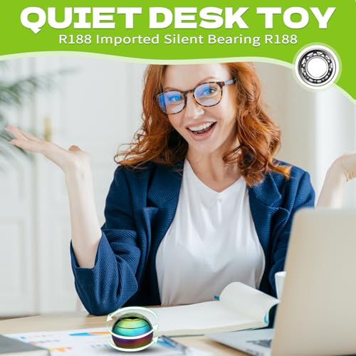 Image of Kinetic Fidget Spinner Desk Toy for Kids Adults, Cool Optical Illusion Gadget Metal Stress Relief Gyro Ball, Easter Egg Stuffer Birthday Party Gift for Age 3-12 5-16 (Rainbow)