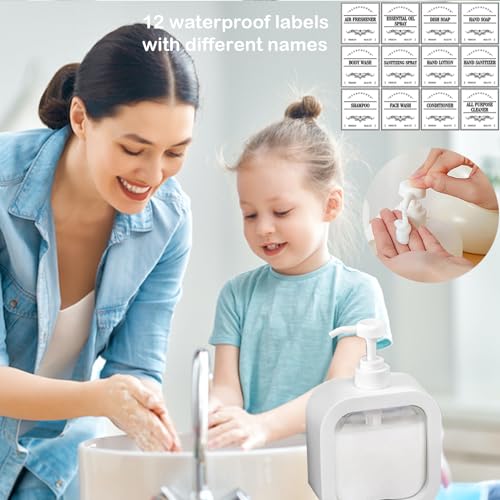 Image of Soap Dispenser, Refillable Hand Soap Dispenser for Bathroom and Dish Soap Dispenser for Kitchen Sink, Liquid Soap Dispenser with Waterproof Label, Bathroom Dispenser 17 Oz