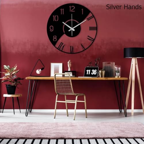 Image of Stylish Metal Analog for Living Room, Bedroom, Office, Kitchen, Home and Hall | Antique Fancy Big Size Modern Wall Watch for Home Decor (DA-179, 50CM)