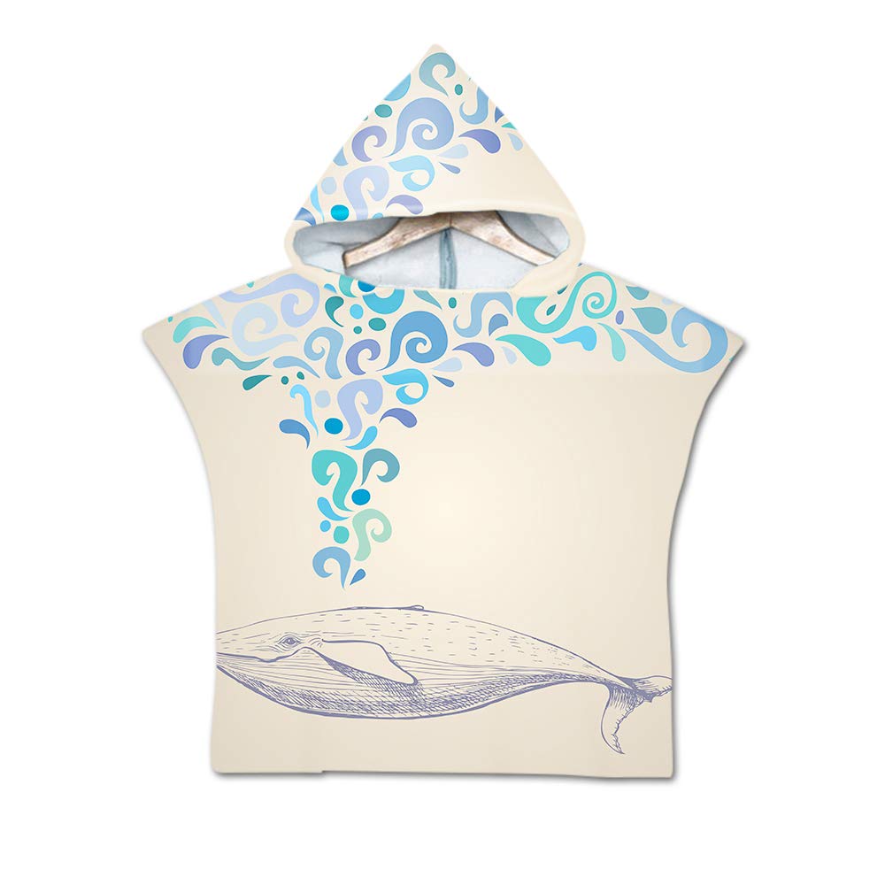 Treer Badeponcho Für Kinder Mit Clownfisch-Motiv - Mikrofaser Strandtuch Mit Kapuze 60x60cm