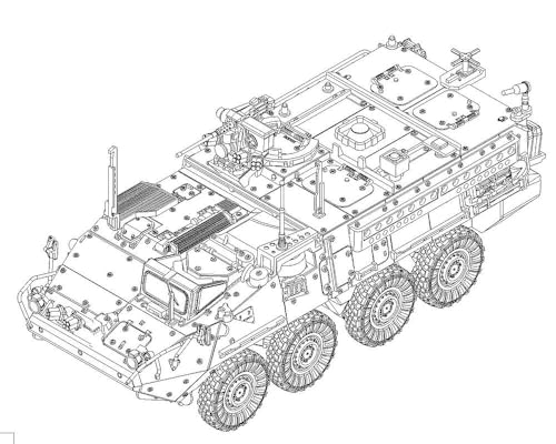 M1130 Stryker Trumpeter 1:72 maqueta de alta fidelidad con detalles tácticos y antenas