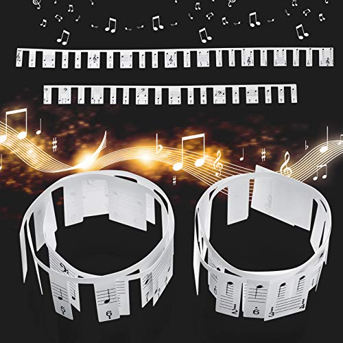 Tabela de notas de piano com 88 teclas, adesivos de teclado de piano removíveis, antiaderentes, com