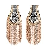 AUEAR, 1 Pair Shoulder Epaulets Tassel Gold Fringe Shoulder Pads Blazer Epaulet Shoulder Decoration for Jackets Metal Punk Fringe
