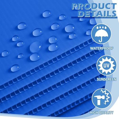 Image of Patelai 12 Pcs 24 x 36 Inches Corrugated Plastic Sheet Corrugated Poster Board 4mm Thick Waterproof Blank Board Sheets Plastic Yard Sign for Garage and Estate Sale, Indoor and Outdoor Use(Blue)