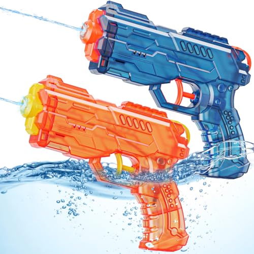 Water Squirt Guns Toys for Kids: Leakproof Super Water Gun for Boys Girls Adults - Small Outdoor Water Gun Toy for Pool Beach Swimming Summer Games Yard Party (2 Pack)
