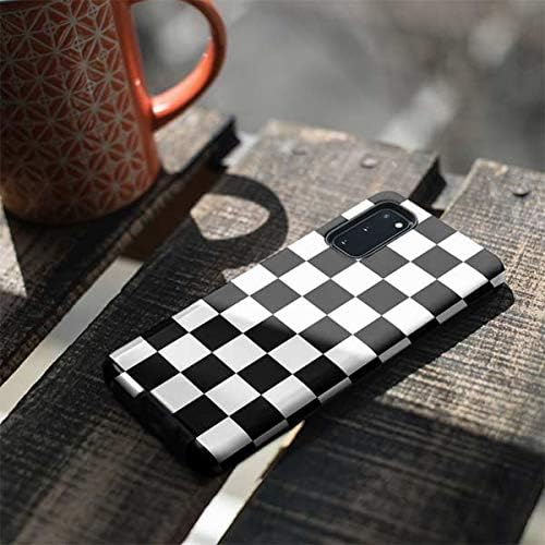Skinit Pro Phone Case Compatible with Galaxy S20 - Black and White Checkered Design