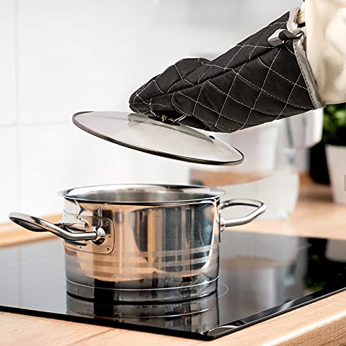 Oven Mitts Flame Retardant Mitts Heat Resistant To 425° F 15 Inch Black Color 2-Pack #TOP5