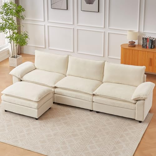 JIEXI Ecksofa Mit Schlaffunktion, Sofas Und Couchs, Modulares Ecksofa, Wohnlandschaft U Form, L Form Eckcouch, Für Couch Wohnzimmer Schlafzimmer Büro Wohnung, Chenille-Stoff 288 x 132 cm – Bild 4