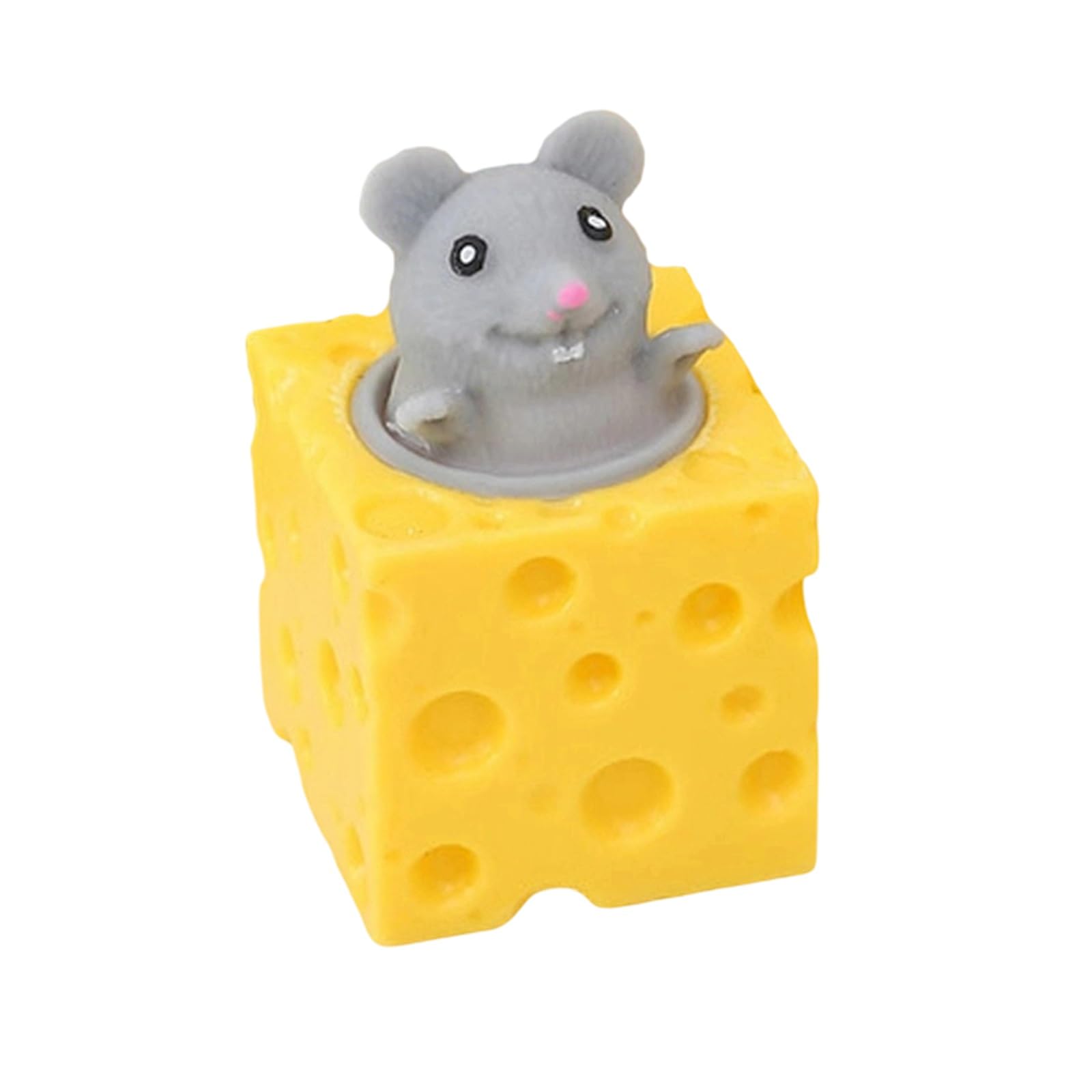 Cheese Mouse Squishy Stress Toy, Quick Rebound Vinyl Material, Funny Prank & Gift for Kids Adults (Gray)