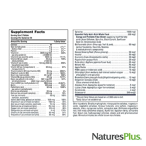 Natures Plus Source of Life - 90 Tablets - Multivitamin & Mineral Supplement - Supports Natural Energy & Overall Well-Being - Gluten Free, Vegetarian - 30 Total Servings - Image 6