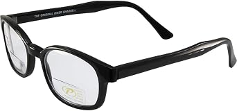 Pacific Coast The Original KDs Biker Shades By PCSUN Black Frames +1.50 Magnification Clear Lenses, Small
