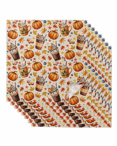 Fall Cloth Napkins Set of 8 Cupcake Orange Pumpkin Thanksgiving