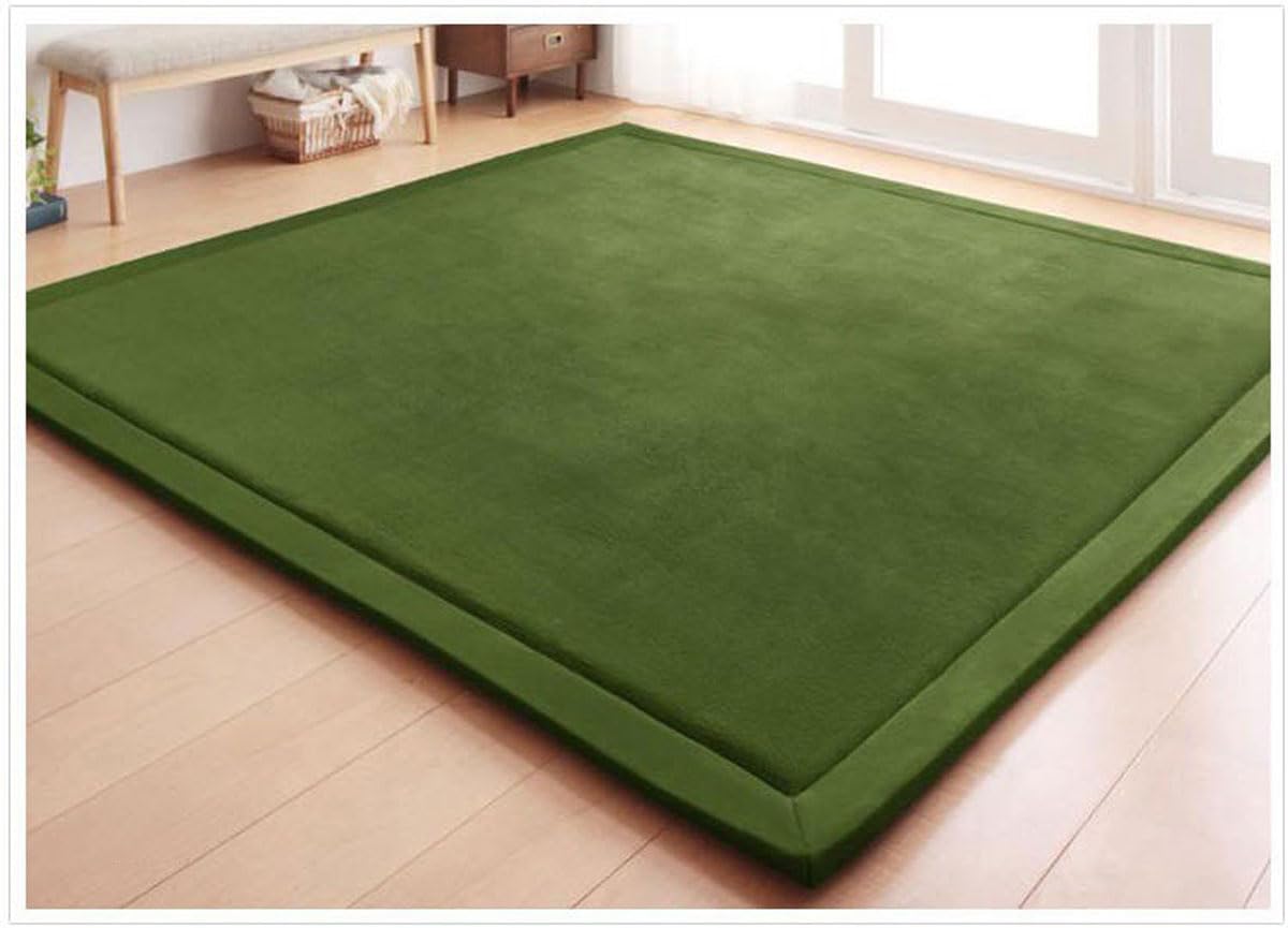Teppich Für Kinderzimmer, als Krabbeldecke fürs Kind, Yogamatte und Übungsauflage geeignet-Olive Green-100 * 150cm