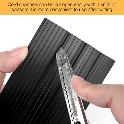 Image of 13Ft Cord Cover Heavy Duty Cable Protector 3 Channels Contains Cords Cables and Wires Easy to Unroll-Conceal Wires of Home Office Warehouse Workshop Concerts or Other Outdoors Surround(6.5Ft x 2)