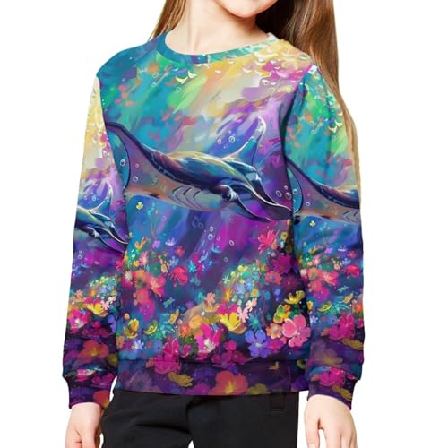 PinUp Angel Kids Artistic Animal Oil Painting Patterned Sweatshirt Boys Girls Pullover Funny Long Sleeve Tops4