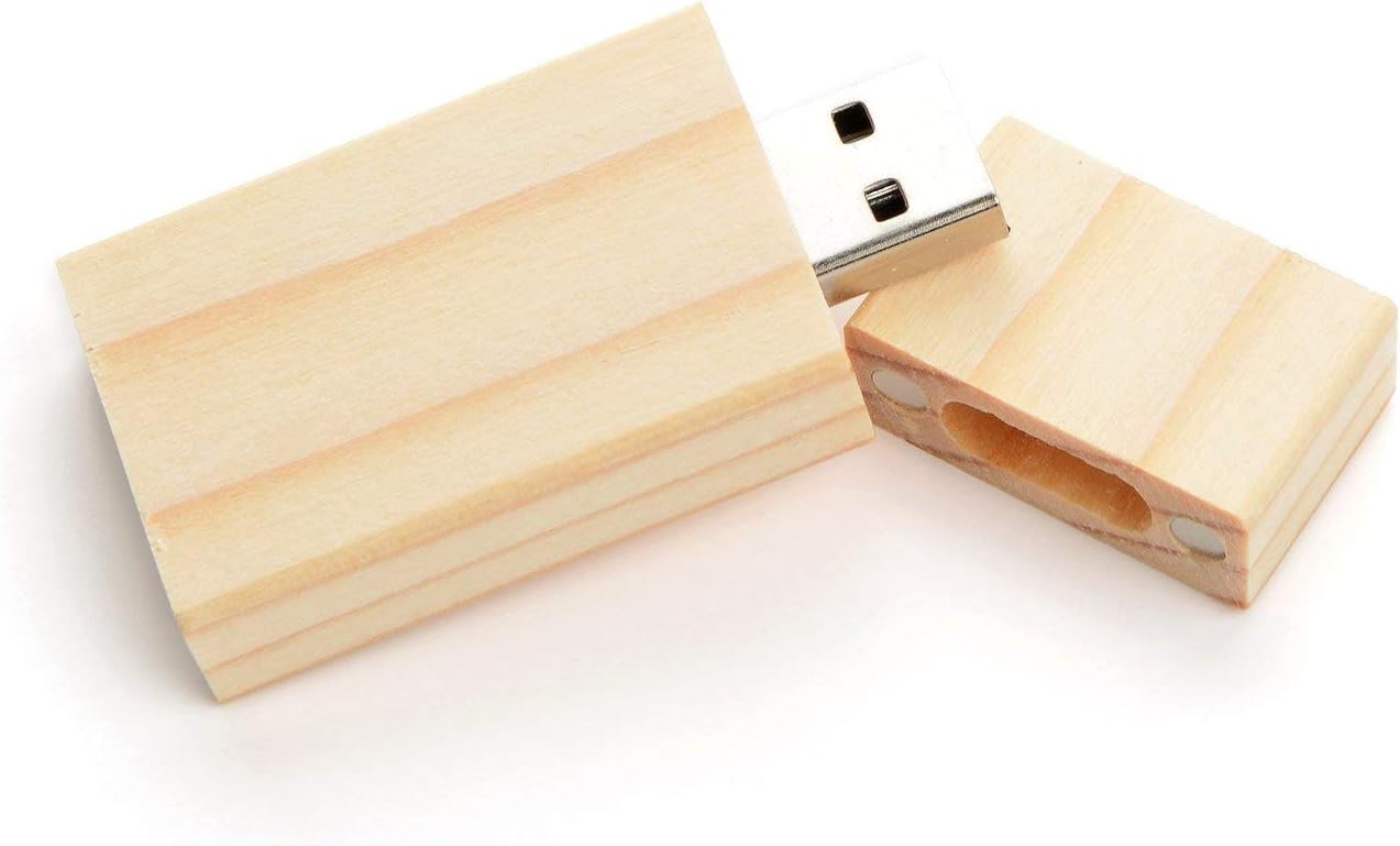 5 Pack Rectangle Wood 2.0/3.0 USB Flash Drive USB Disk Memory Stick with Wooden (2.0/128GB)