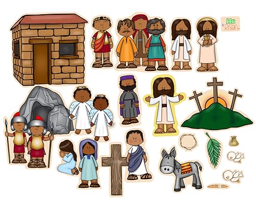 He is Risen Dark Skinned Bible Felt Figures for Flannel Board Story Easter Crucifixion Jesus Plus Activity Pages Lesson Guide