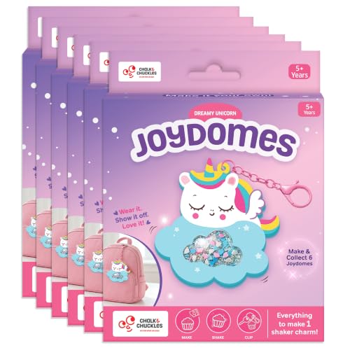 Image of Chalk & Chuckles Joydomes Dreamy Unicorn, DIY Shaker Keychain & Bag Charm | Pack of 6, Tween Creative Accessories Kit, Birthday Return Gifts & Party Activity for Kids Age 6, 7, 8, 9, 10 Years