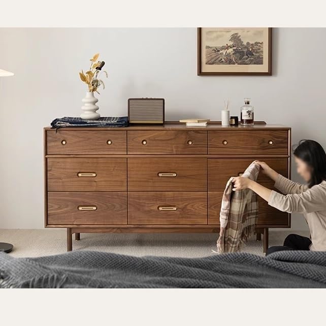 Bufetera Black Walnut Japanese Style Living Room Storage Cabinet, TV Simple Bedroom Bed End Table Entrance Corridor Decorative Furniture