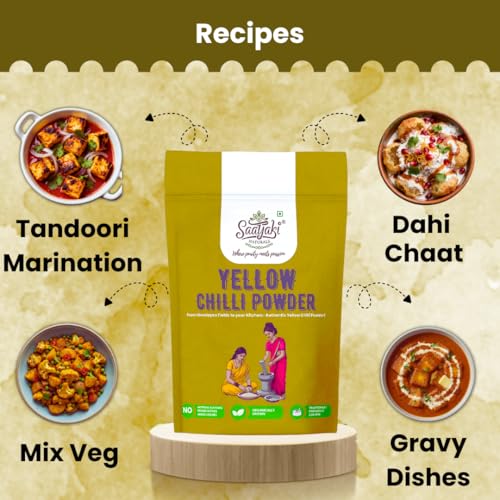 Image of Saatyaki Naturals Organic Himalayan Yellow Chilli Powder - 400gm | Pure, Freshly Grounded Spice for Cooking, Non-GMO, Gluten-Free - Perfect for Curries, Marinades, and Seasoning