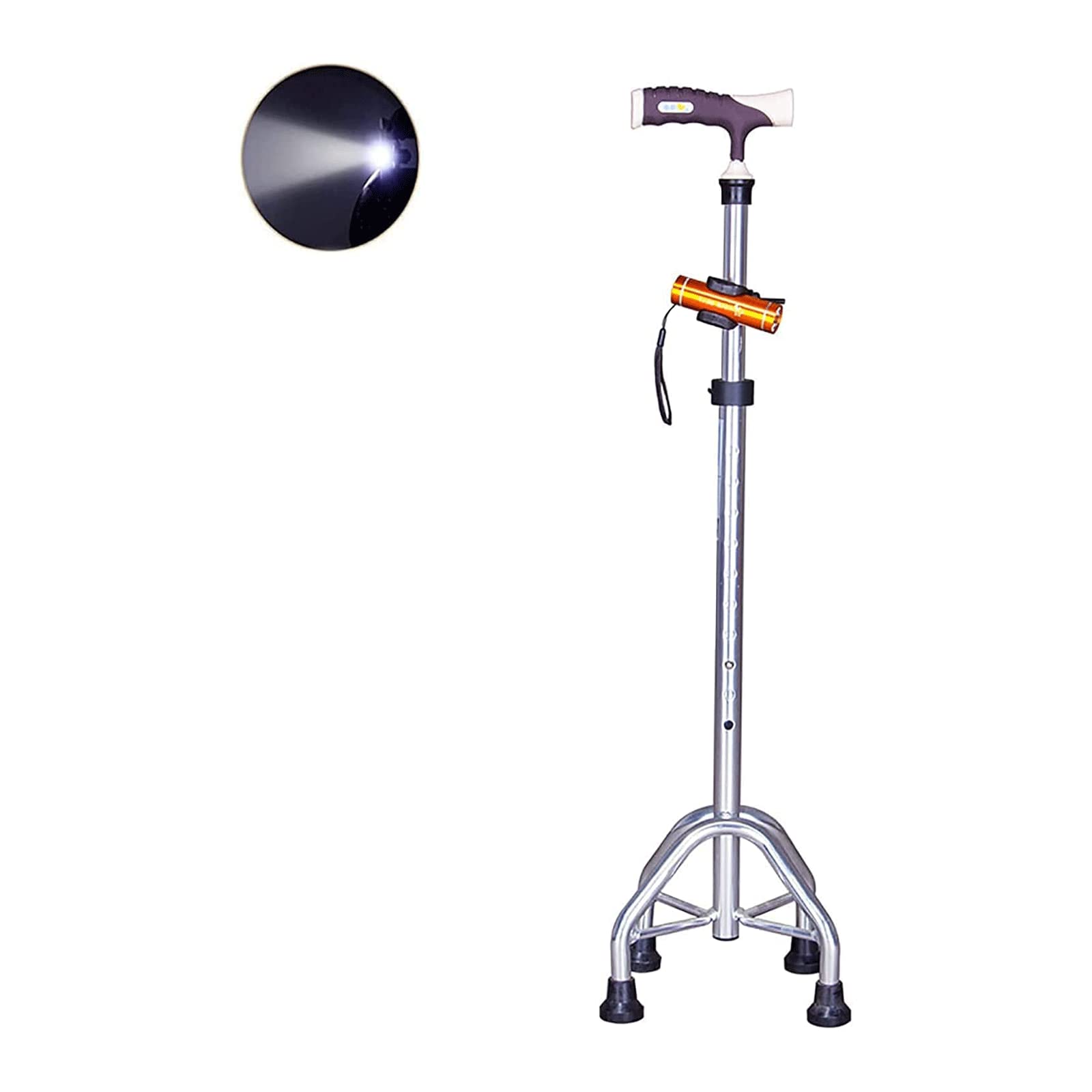 SAAKO Seguridad Muletas Muletas portátiles con luz Led Bastones para Ancianos Bastones de Aluminio Ligero bastón para Caminar de Cuatro Patas Bastones Ajustables Cómodo