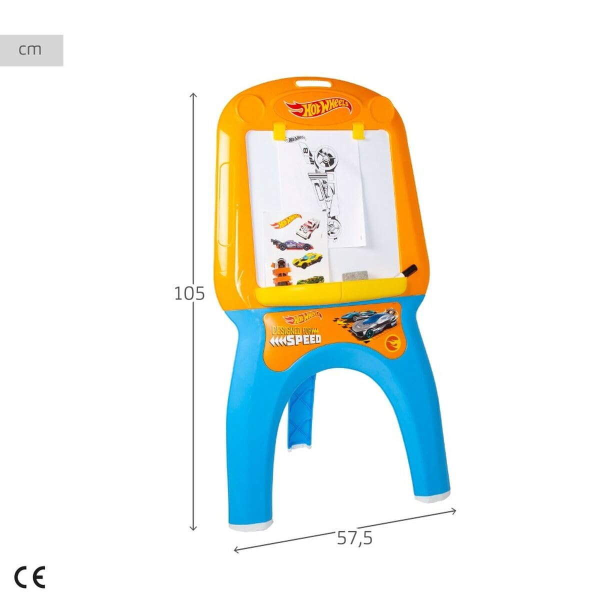 COLORBABY 77432, Lavagna per bambini Hot Wheels con cavalletto, lavagna per bambini, lavagna per pennarelli, giocattoli per bambini, giocattoli educativi, regali per bambini