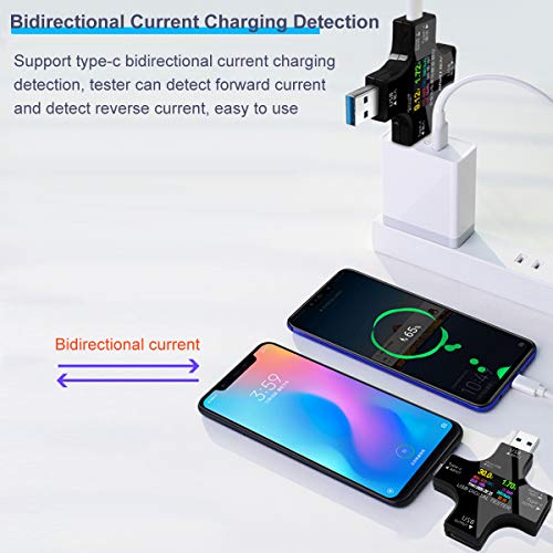 Image of USB Tester Type C Meter - USB Digital Multimeter Amperage Power Capacity Reader & USB C Current Voltmeter & Voltage Monitor Tester & Amp Amperage Charging USB Detector Checker DC 0-30V /0-6.5A