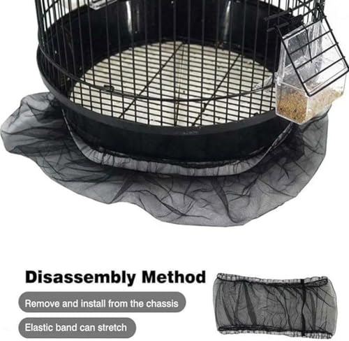 Image of 1Pc Black Small Bird Cage Cover,Small Birdcage Seed Catcher Guard Net Cover,Nylon Pet,Airy Gauze Birdcage Accessories Mesh Net,Dust,Bonsai Protection Pet Supplies