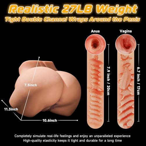 Image of BIG SHOCKED 27LB Mature Style Life Size Sex Doll Torso for Men Realistic Skin Texture Soft Female Big Ass & Pussy, Male Adult Sex Toys 2 Hole Tight Vagina & Anal, Masturbator Butt Full Size Sexdoll